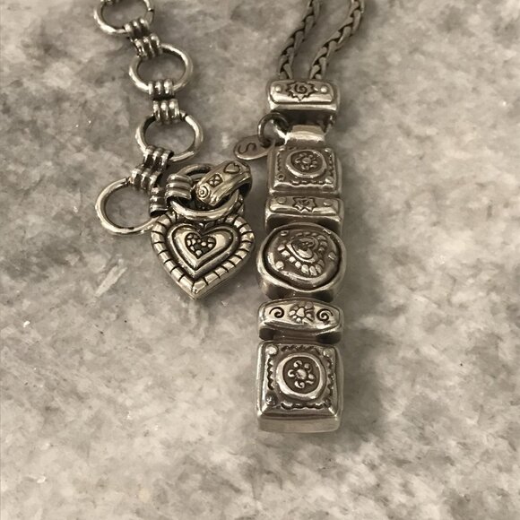 Brighton Belt Womens Small Silver Heart Charm Double Strand Boho Southwestern - Picture 10 of 10